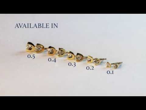 Diamond Stud Earrings 0.20ct 2 Claw Studs 18K Yellow Gold-G/HSI