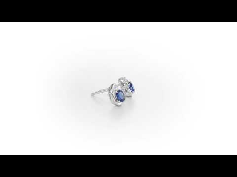 Sapphire Stud Earrings with 0.03ct Diamonds 9K White Gold