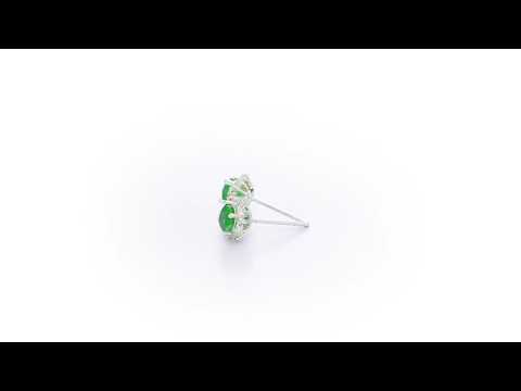 Round Emerald Stud Earrings with 0.24ct Diamond Halo 9K White Gold
