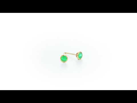 Emerald Stud Earrings 3.8mm Bezel Set Emerald in 9K Yellow Gold