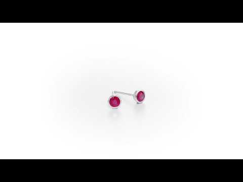 Ruby Stud Earrings 3.8mm Bezel Set Ruby in 9K White Gold