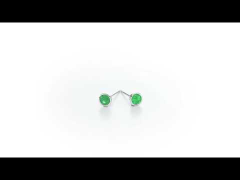 Emerald Stud Earrings 3.8mm Bezel Set Emerald in 9K White Gold
