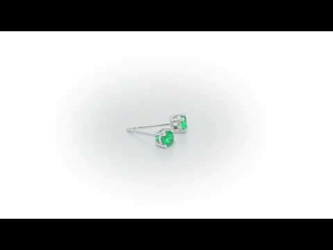 Emerald Stud Earrings 3.8mm Emerald in 9K White Gold