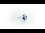 Bold Sapphire Earrings with 0.10ct Diamonds 18K White Gold