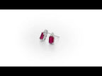 Bold Ruby Earrings with 0.10ct Diamonds 18K White Gold