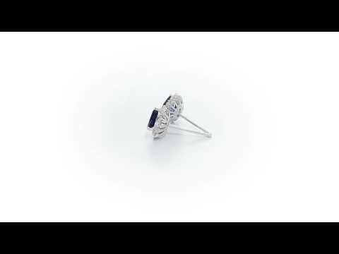 Pear Sapphire Stud Earrings 0.25ct Diamond Halo18K White Gold