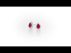Pear Ruby Stud Earrings 0.25ct Diamond Halo 18K White Gold