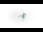Pear Emerald Stud Earrings 0.25ct Diamond Halo 18K White Gold