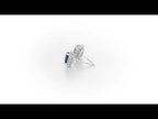 Octagon Sapphire Stud Earrings 0.28ct Diamond Halo 18K White Gold