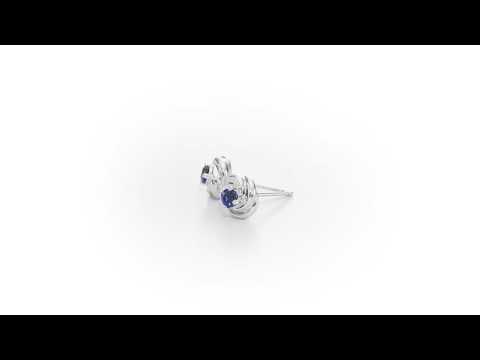 Knot Sapphire Earrings 3.3mm Round Sapphire in 9K White Gold
