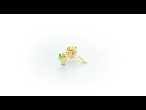Knot Emerald Earrings 3.3mm Round Emerald in 9K Yellow Gold