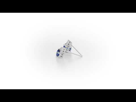 Oval Sapphire Stud Earrings with 0.10ct Diamonds 9K White Gold