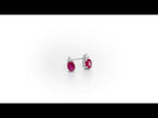 Oval Ruby Stud Earrings with 0.10ct Diamonds 9K White Gold