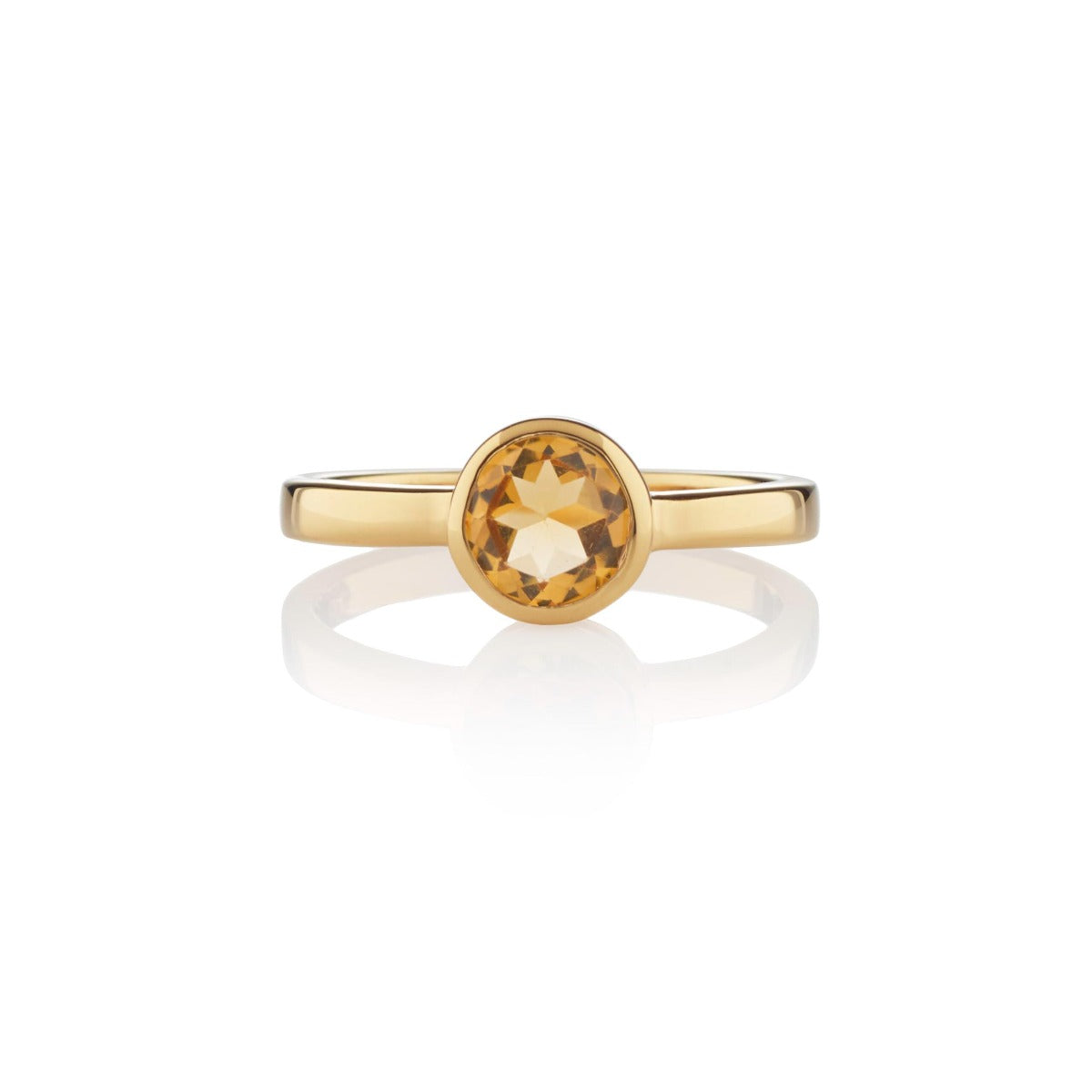 Bezel Set Citrine Ring in Gold Plated Sterling Silver
