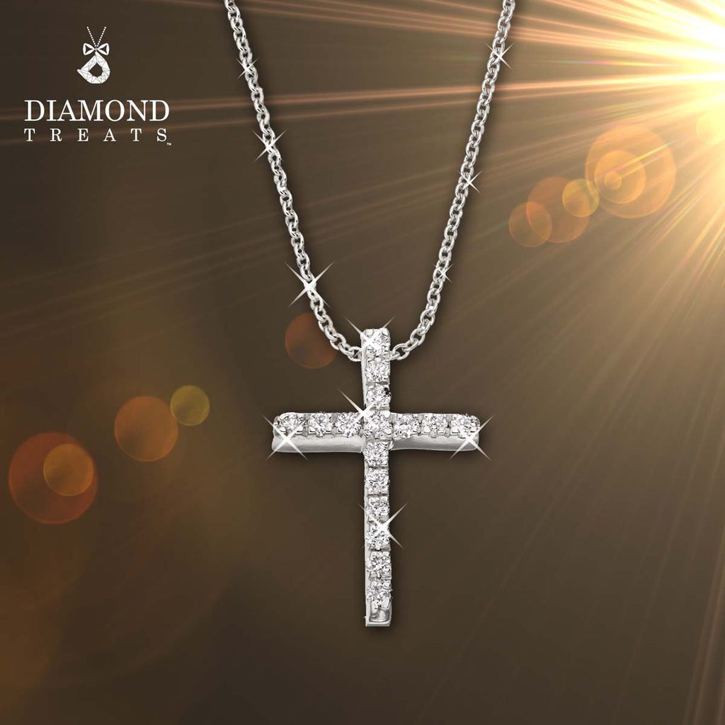 Diamond Cross Pendant 0.10ct In 9K White Gold