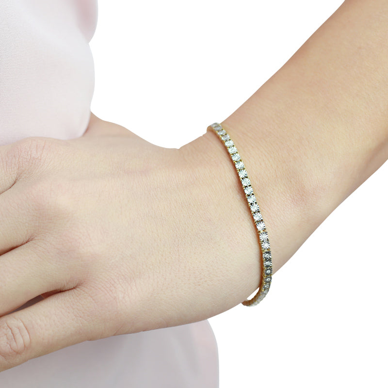 Diamond Tennis Bracelet 0.50ct G/HSI Illusion Set 9K Yellow Gold