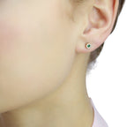 Sparkle Emerald and 0.10ct diamond stud earrings in 9K yellow gold