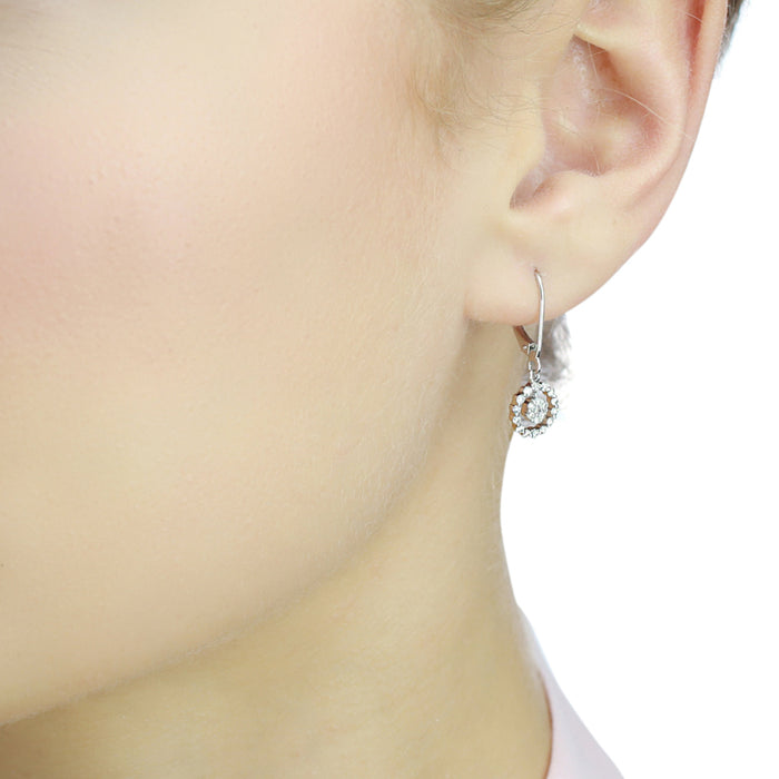 Orbit Diamond Cluster Earrings 0.40ct Drop Earrings 9K White Gold