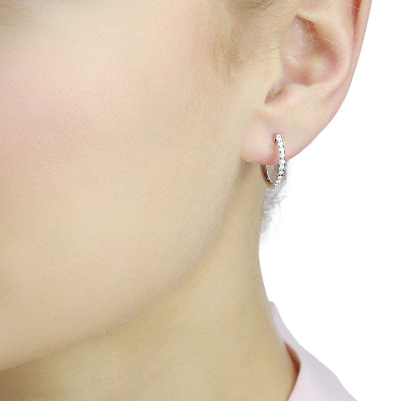 Diamond Hoop Earrings in 9K White Gold