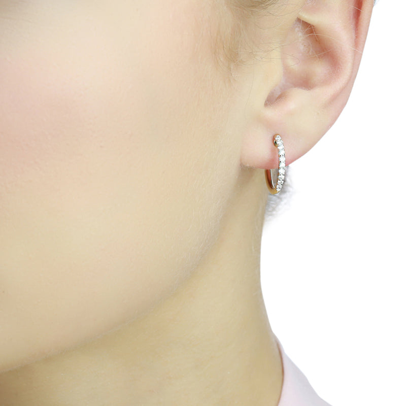 Small single line 0.20ct diamond hoop earrings in 18K yellow gold