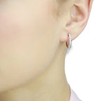 Small single line 0.20ct diamond hoop earrings in 9K yellow gold