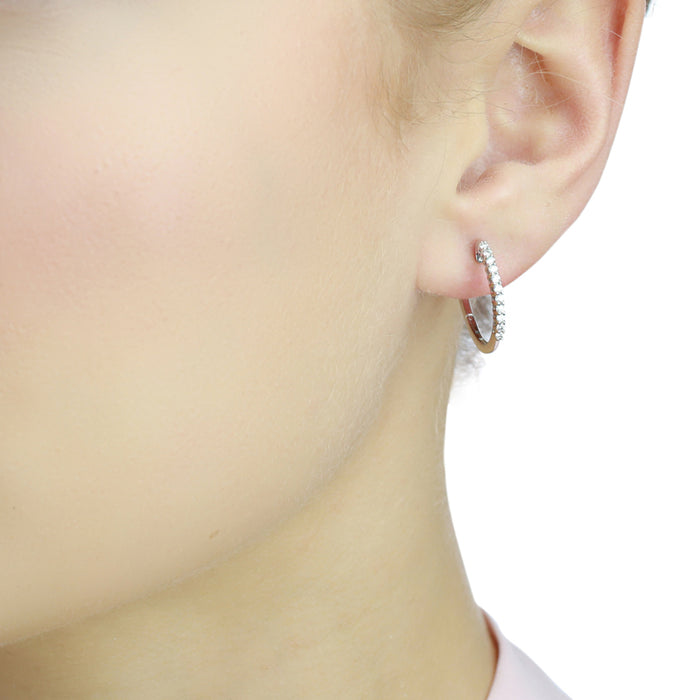 Diamond Hoop Earrings 0.25ct Claw Set Diamond Hoops 18K White Gold