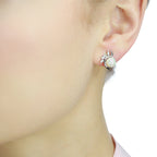 Freshwater pearl with 0.17ct diamond studs in 9K white gold