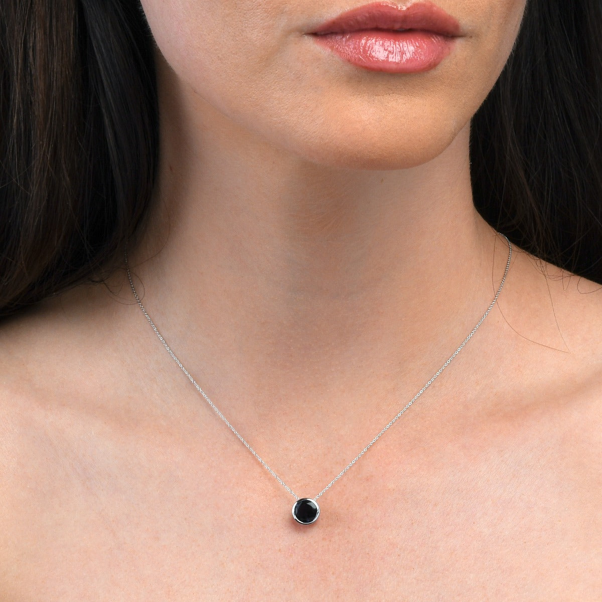 Bezel Set Iolite Pendant Necklace in Sterling Silver