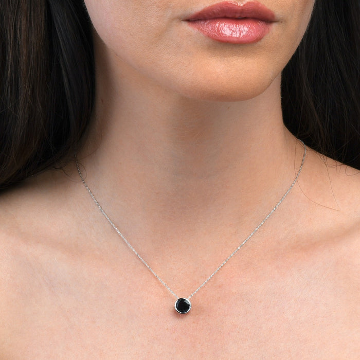Bezel Set Iolite Pendant Necklace in Sterling Silver