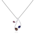Smoky Quartz, Iolite and Rhodolite Necklace in Sterling Silver
