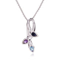 Sterling Silver Necklace with Amethyst, Blue Topaz and Iolite Gemstones