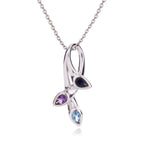 Sterling Silver Necklace with Amethyst, Blue Topaz and Iolite Gemstones