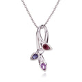 Sterling Silver Necklace with Amethyst, Rhodolite and Iolite Gemstones