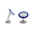 Sterling Silver Oval Cufflinks With Blue Enamel By Deakin & Francis