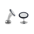 Sterling Silver Oval Cufflinks With Black Enamel By Deakin & Francis