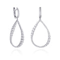 925 Sterling Silver Long Drop Earrings in a Hollow Teardrop Shape
