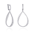 925 Sterling Silver Long Drop Earrings in a Hollow Teardrop Shape