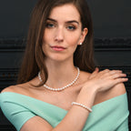 7.5-8.5mm White Freshwater Pearl Bracelet in 9K Yellow Gold