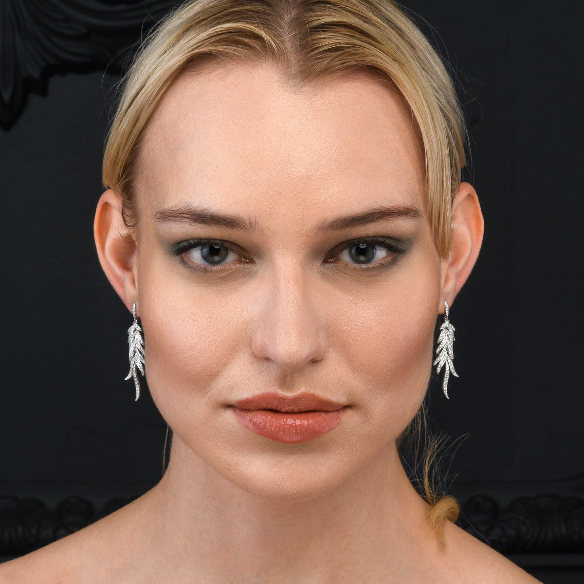 Long sterling silver earrings for bride