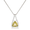 Trillion Cut Lemon Quartz Pendant Necklace in Sterling Silver
