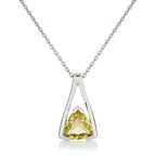 Trillion Cut Lemon Quartz Pendant Necklace in Sterling Silver