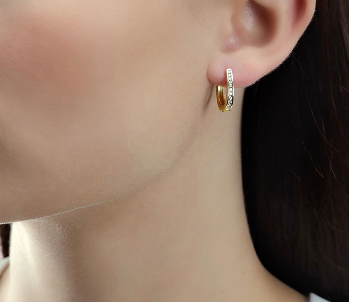 Diamond Hoop Earrings 0.25ct Channel Set Hoops in 9K Yellow Gold
