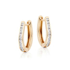 Channel 0.25ct round diamond hoop earrings in 9K yellow gold