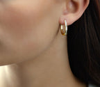 Channel 0.40ct round diamond hoop earrings in 9K yellow gold