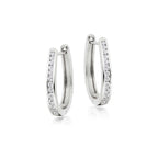 Channel 0.40ct round diamond hoop earrings in 9K white gold