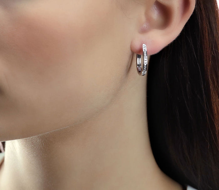 Diamond Hoop Earrings 0.40ct Channel Set Hoops in 9K White Gold