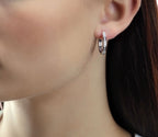 Channel 0.40ct round diamond hoop earrings in 18K white gold