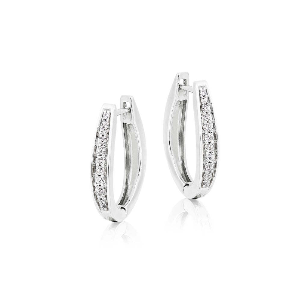 Gradualting 0.25ct diamond hoop earrings in 9K white gold