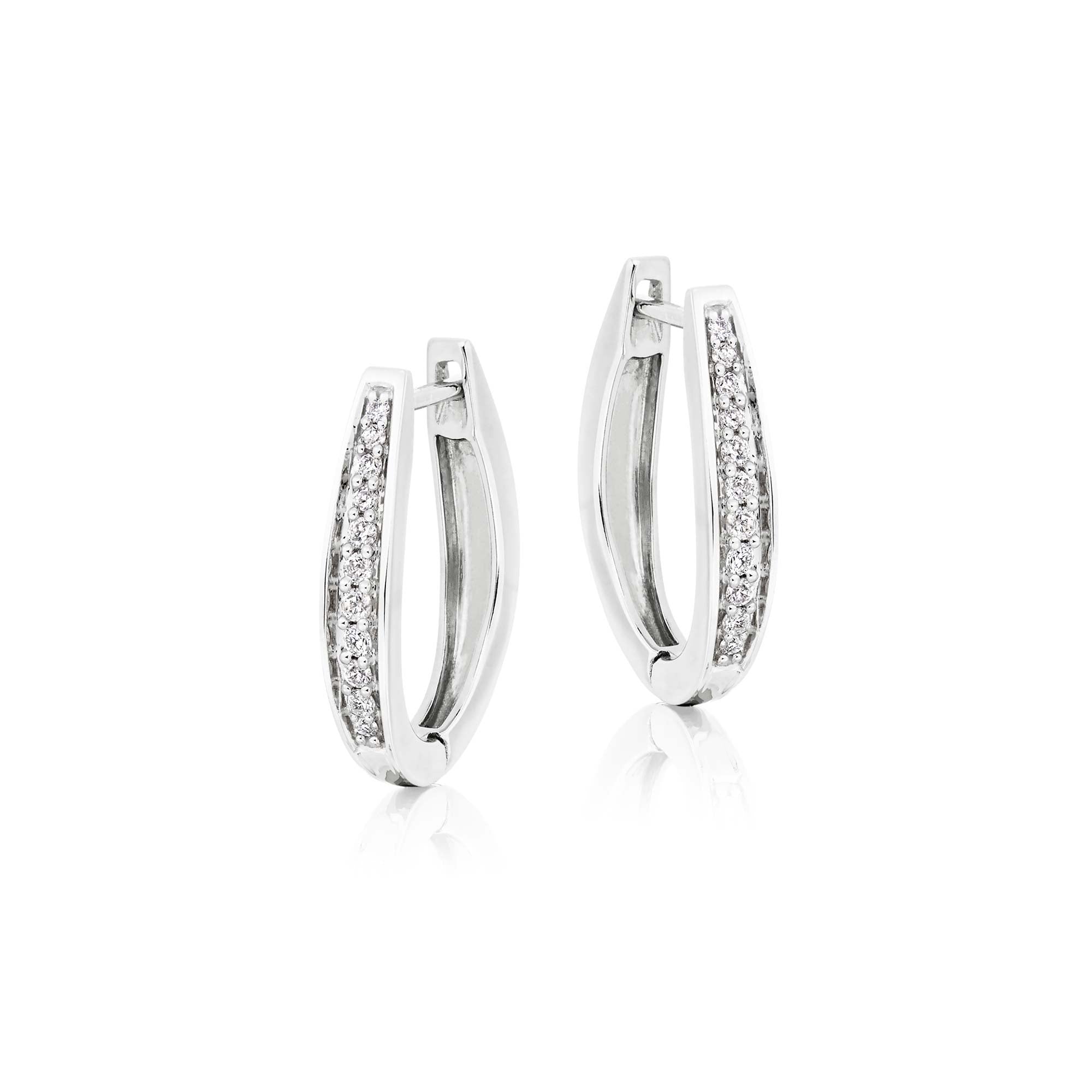 Gradualting 0.25ct diamond hoop earrings in 9K white gold