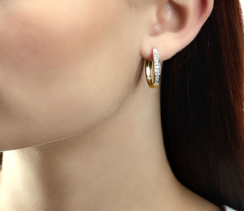 Gradualting 0.40ct diamond hoop earrings in 9K yellow gold